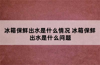 冰箱保鲜出水是什么情况 冰箱保鲜出水是什么问题